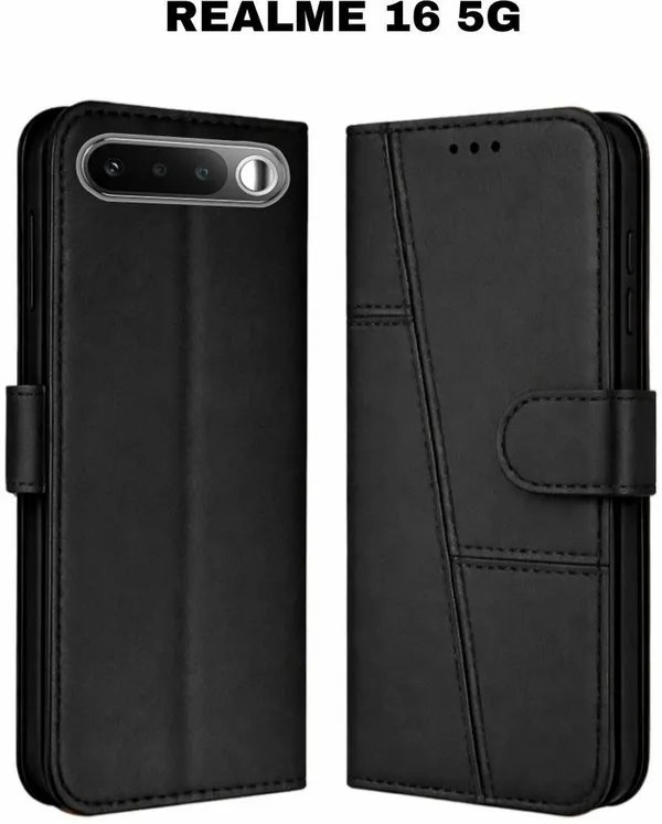 Flip_Cover_for_realme_16_5G_(Black,_Magnetic_Case,_Leather,_Pack_of:_1)