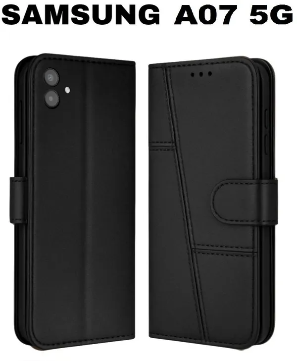 Flip_Cover_for_Samsung_Galaxy_A07_5G_(Black,_Magnetic_Case,_Leather,_Pack_of:_1)