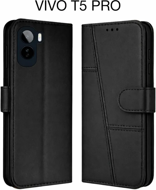 Flip_Cover_for_vivo_T5_PRO_5G_(Black,_Magnetic_Case,_Leather,_Pack_of:_1)