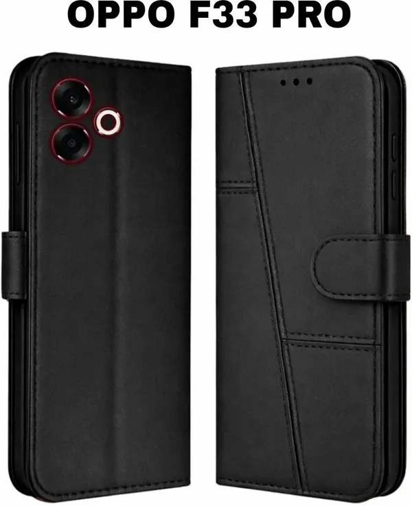 Flip_Cover_for_OPPO_F33_Pro_5G_(Black,_Magnetic_Case,_Leather,_Pack_of:_1)
