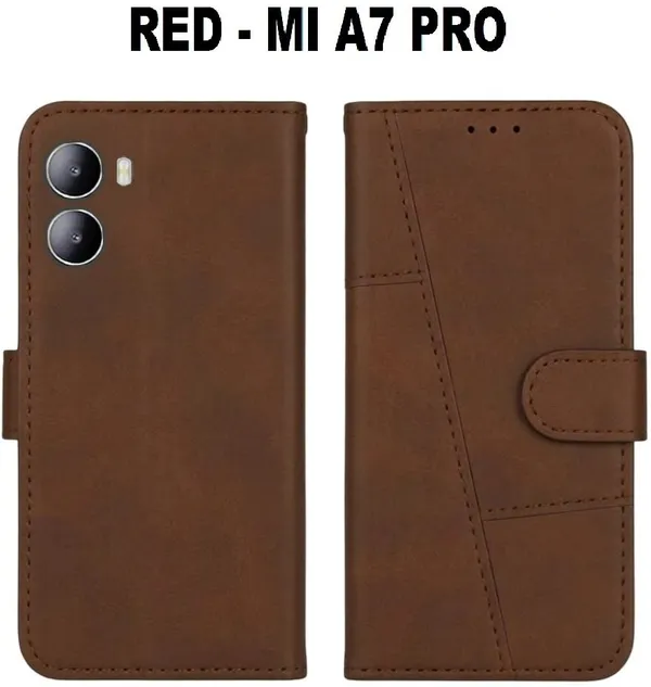 Flip_Cover_for_REDMI_A7_Pro_5G_(Brown,_Magnetic_Case,_Leather,_Pack_of:_1)
