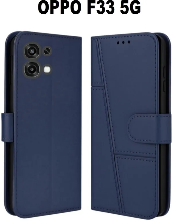 Flip_Cover_for_OPPO_F33_5G_(Blue,_Magnetic_Case,_Leather,_Pack_of:_1)