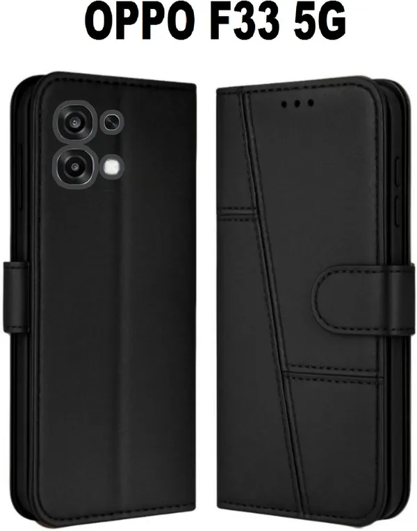 Flip_Cover_for_OPPO_F33_5G_(Black,_Magnetic_Case,_Leather,_Pack_of:_1)
