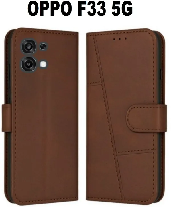 Flip_Cover_for_OPPO_F33_5G_(Brown,_Magnetic_Case,_Leather,_Pack_of:_1)