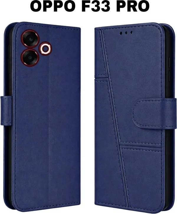 Flip_Cover_for_OPPO_F33_Pro_5G_(Blue,_Magnetic_Case,_Leather,_Pack_of:_1)