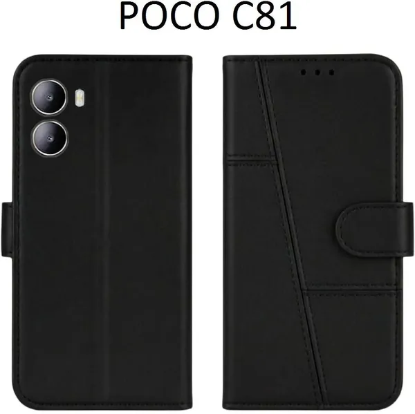 Flip_Cover_for_POCO_C81_(Black,_Magnetic_Case,_Leather,_Pack_of:_1)