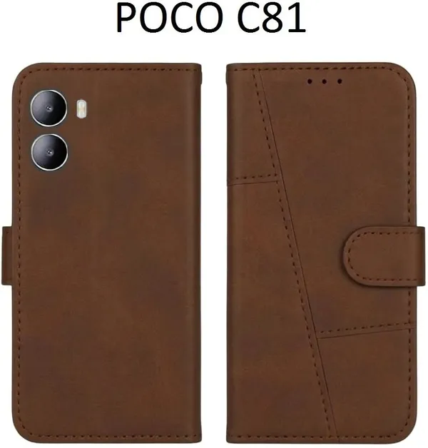 Flip_Cover_for_POCO_C81_(Brown,_Magnetic_Case,_Leather,_Pack_of:_1)
