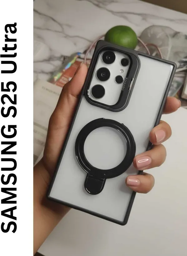 CASELIN_Back_Cover_for_Samsung_S25_Ultra_(Black,_Ring_Case,_Metal,_Pack_of:_1)