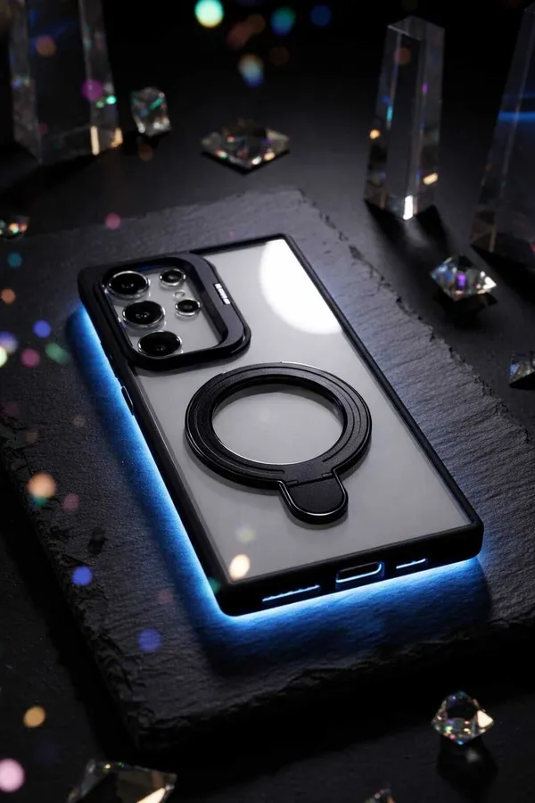 CASELIN_Back_Cover_for_Samsung_S25_Ultra_(Black,_Ring_Case,_Metal,_Pack_of:_1)