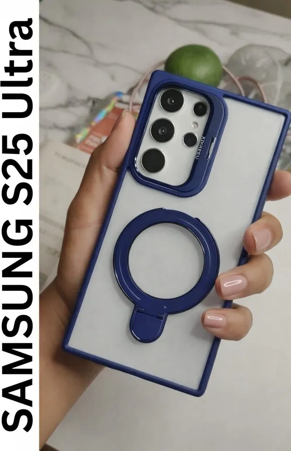 CASELIN_Back_Cover_for_Samsung_S25_Ultra_(Blue,_Ring_Case,_Metal,_Pack_of:_1)