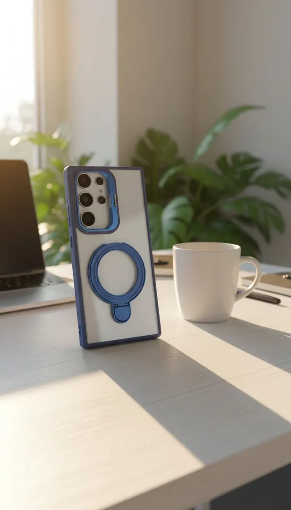 CASELIN_Back_Cover_for_Samsung_S25_Ultra_(Blue,_Ring_Case,_Metal,_Pack_of:_1)