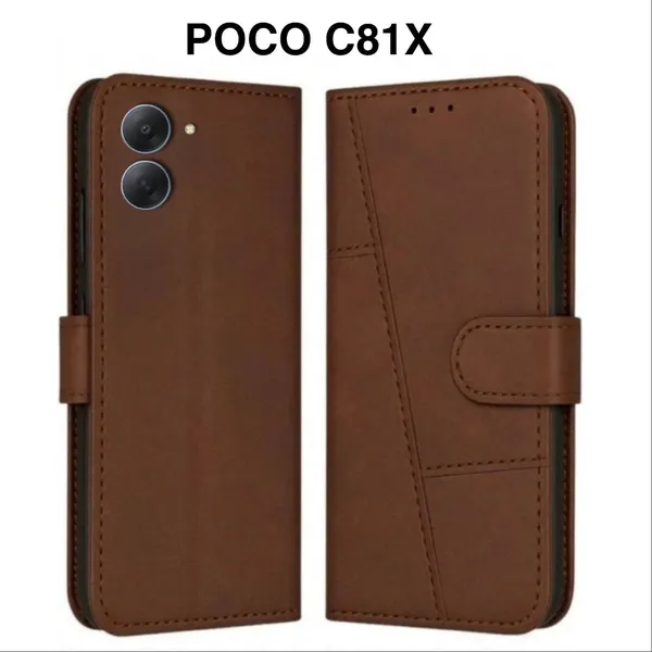 Flip_Cover_for_POCO_C81x_(Brown,_Magnetic_Case,_Leather,_Pack_of:_1)