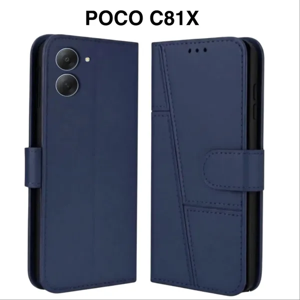Flip_Cover_for_POCO_C81x_(Blue,_Magnetic_Case,_Leather,_Pack_of:_1)