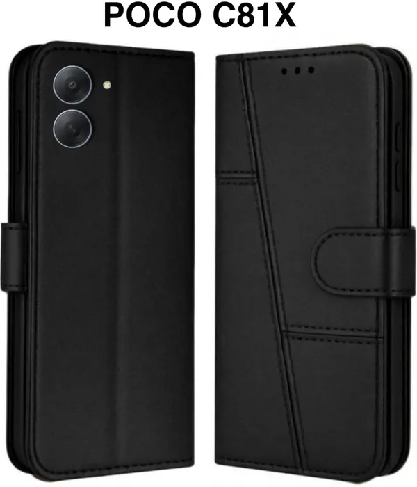 Flip_Cover_for_POCO_C81x_(Black,_Magnetic_Case,_Leather,_Pack_of:_1)