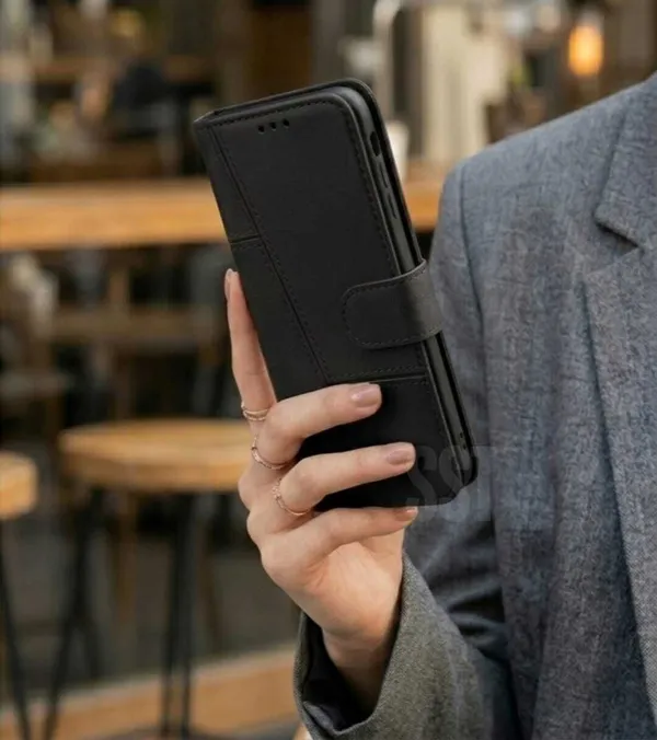 Flip_Cover_for_OPPO_RENO_16_(Black,_Magnetic_Case,_Leather,_Pack_of:_1)