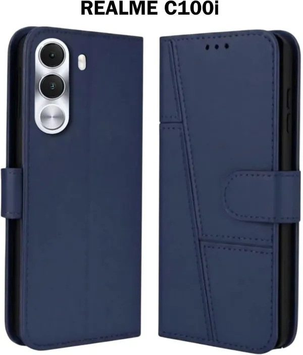 Flip_Cover_for_realme_C100i_(Blue,_Magnetic_Case,_Leather,_Pack_of:_1)