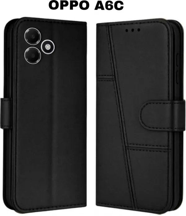Flip_Cover_for_OPPO_A6C_(Black,_Magnetic_Case,_Leather,_Pack_of:_1)