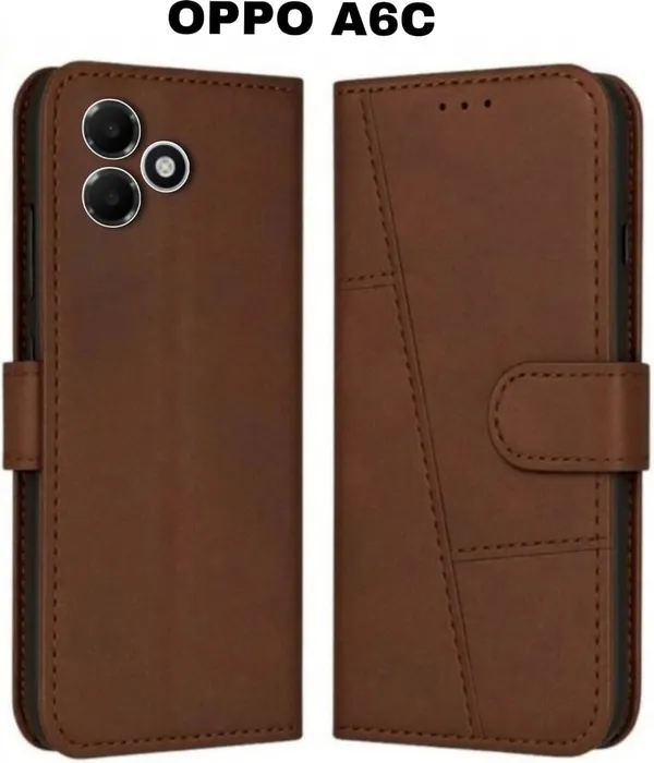 Flip_Cover_for_OPPO_A6C_(Brown,_Magnetic_Case,_Leather,_Pack_of:_1)