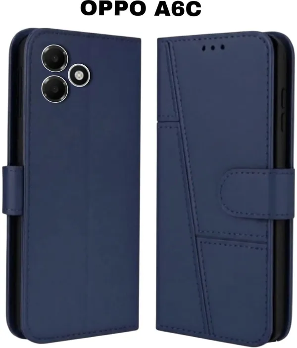 Flip_Cover_for_OPPO_A6C_(Blue,_Magnetic_Case,_Leather,_Pack_of:_1)