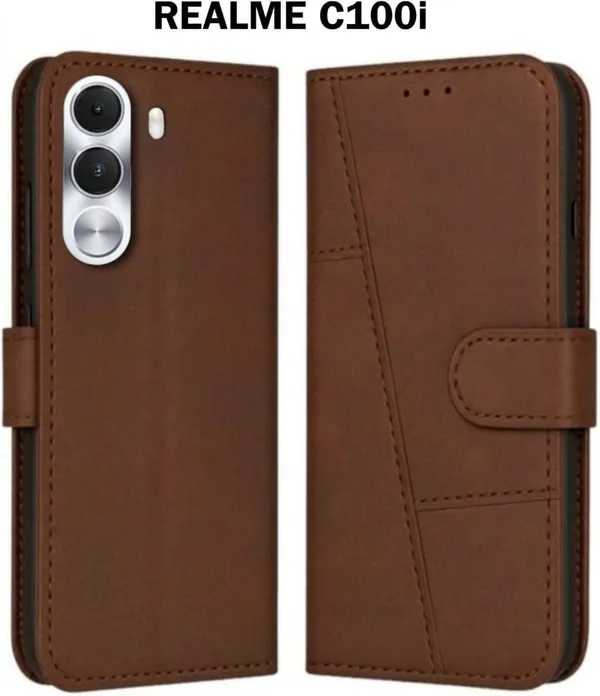 Flip_Cover_for_realme_C100i_(Brown,_Magnetic_Case,_Leather,_Pack_of:_1)