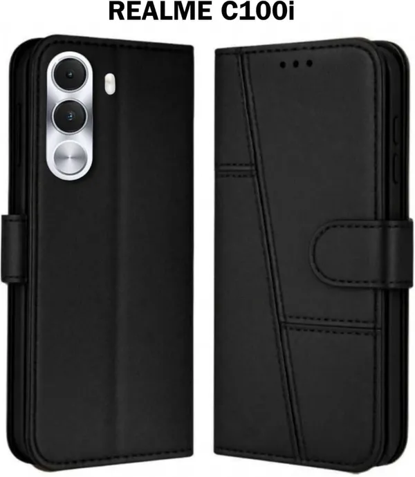 Flip_Cover_for_realme_C100i_(Black,_Magnetic_Case,_Leather,_Pack_of:_1)