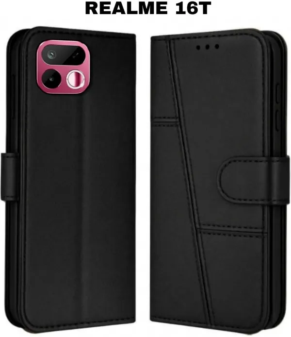 Flip_Cover_for_realme_16T_5G_(Black,_Magnetic_Case,_Leather,_Pack_of:_1)