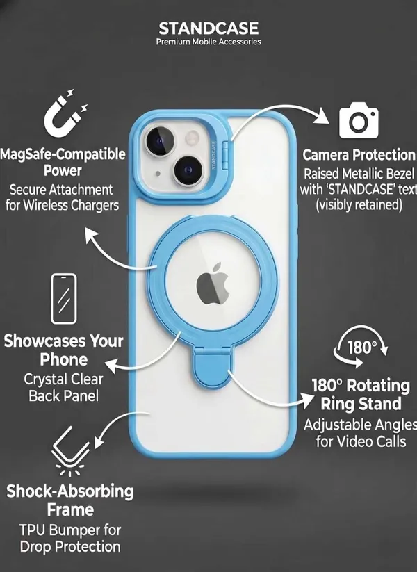 CASELIN_Back_Cover_for_Apple_iPhone_14_(Blue,_Ring_Case,_Metal,_Pack_of:_1)
