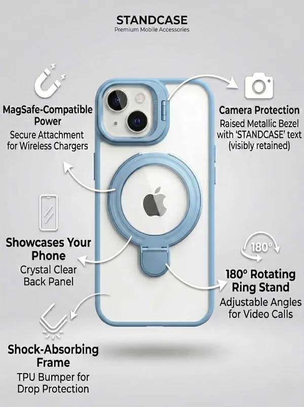 CASELIN_Back_Cover_for_Apple_iPhone_13_(Blue,_Ring_Case,_Metal,_Pack_of:_1)