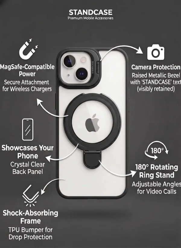 CASELIN_Back_Cover_for_Apple_iPhone_14_(Black,_Ring_Case,_Metal,_Pack_of:_1)