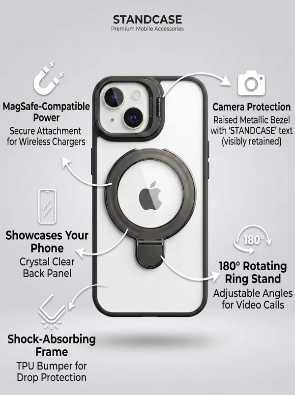 CASELIN_Back_Cover_for_Apple_iPhone_13_(Black,_Ring_Case,_Metal,_Pack_of:_1)