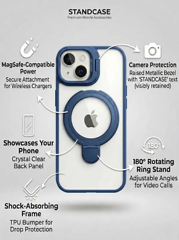 CASELIN_Back_Cover_for_Apple_iPhone_13_(Blue,_Ring_Case,_Metal,_Pack_of:_1)