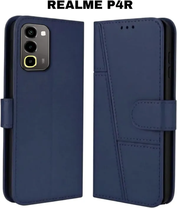Flip_Cover_for_realme_P4R_(Blue,_Magnetic_Case,_Leather,_Pack_of:_1)