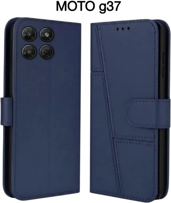 Flip_Cover_for_MOTO_G37_(Blue,_Magnetic_Case,_Leather,_Pack_of:_1)