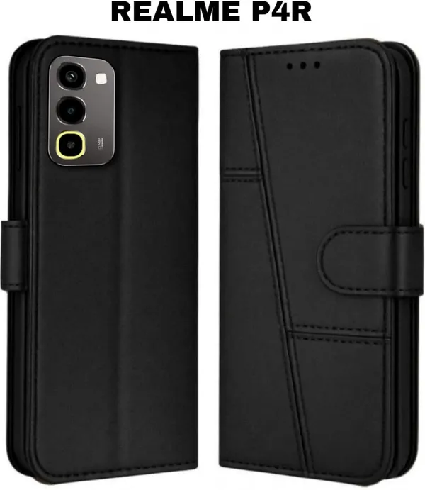 Flip_Cover_for_realme_P4R_(Black,_Magnetic_Case,_Leather,_Pack_of:_1)