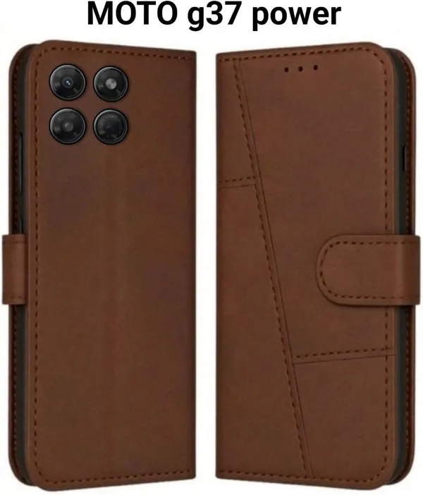 Flip_Cover_for_MOTO_G37_POWER_(Brown,_Magnetic_Case,_Leather,_Pack_of:_1)