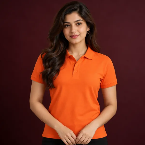 Orange_Regular_Fit_Polo_T_Shirt_For_Women