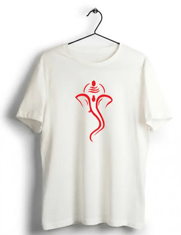 White_Printed_Round_Neck_T-Shirt_For_Men
