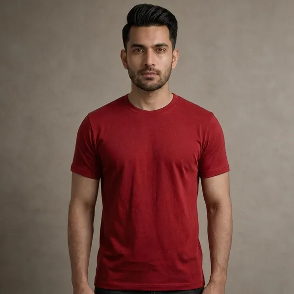 Red_Crew_Neck_Regular_Fit_T_Shirt_For_Men
