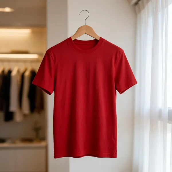 Red_Crew_Neck_Regular_Fit_T_Shirt_For_Women