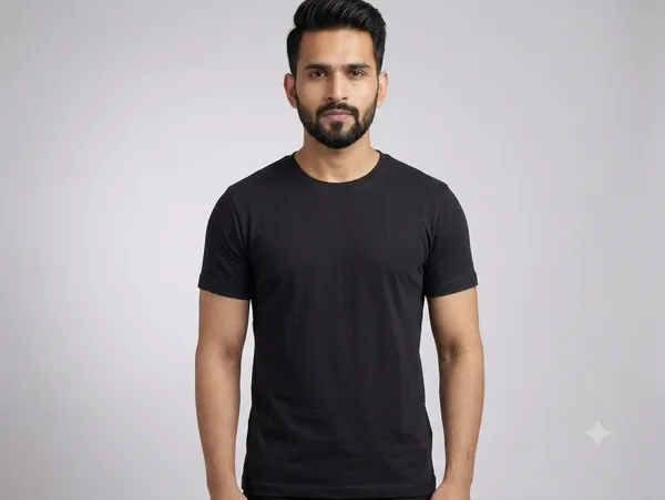 Black_Crew_Neck_Regular_Fit_T-Shirt_For_Men