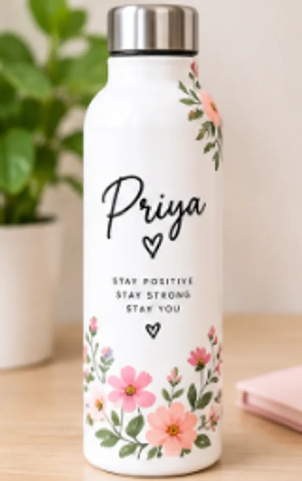 White_Floral_Print_Water_Bottle