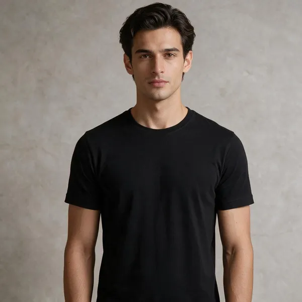 Black_Crew_Neck_Regular_Fit_T_Shirt_For_Men