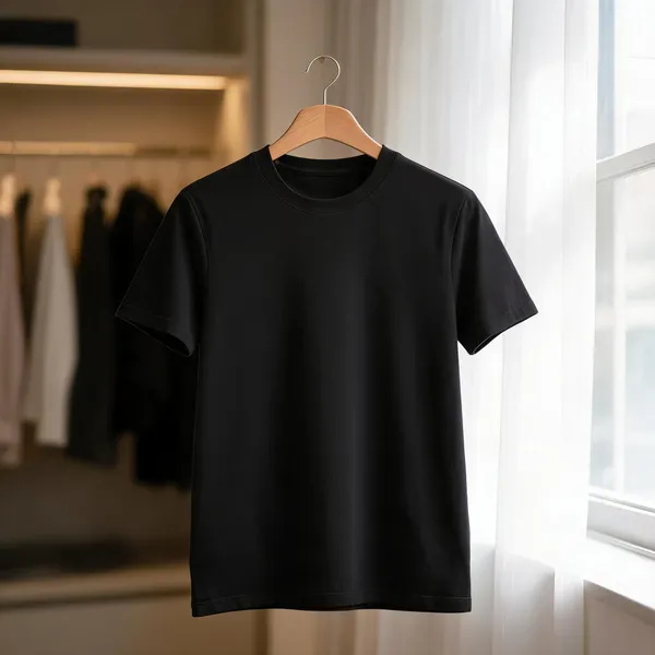 Black_Crew_Neck_Regular_Fit_T_Shirt_For_Women