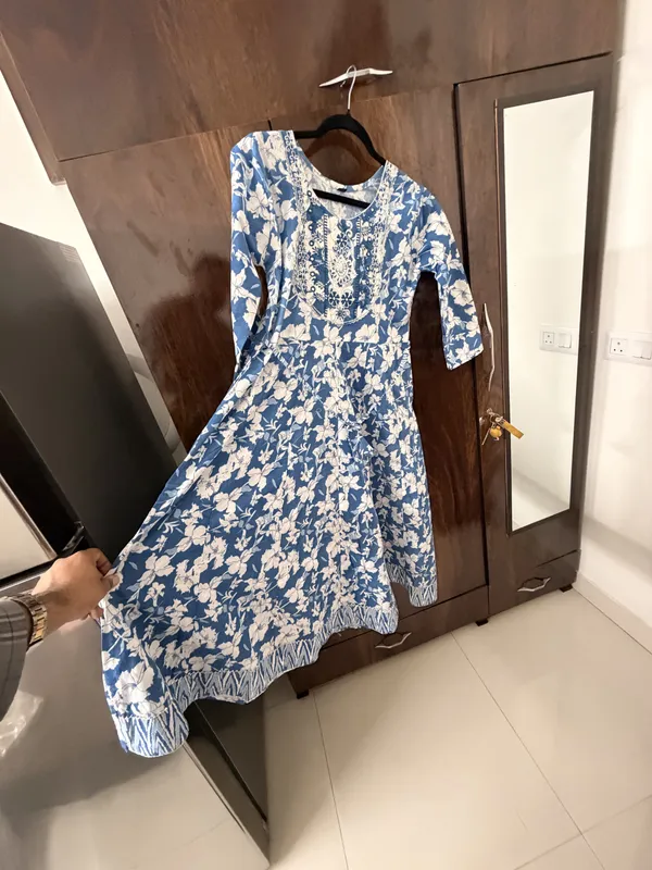 Blue_Printed_A-Line_Dress_for_Women