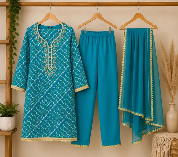 Teal_Printed_Kurta_Pant_Dupatta_Set_for_Women