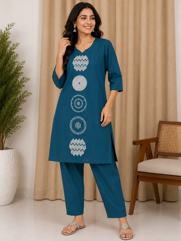 Teal_Printed_Straight_Kurta_for_Women