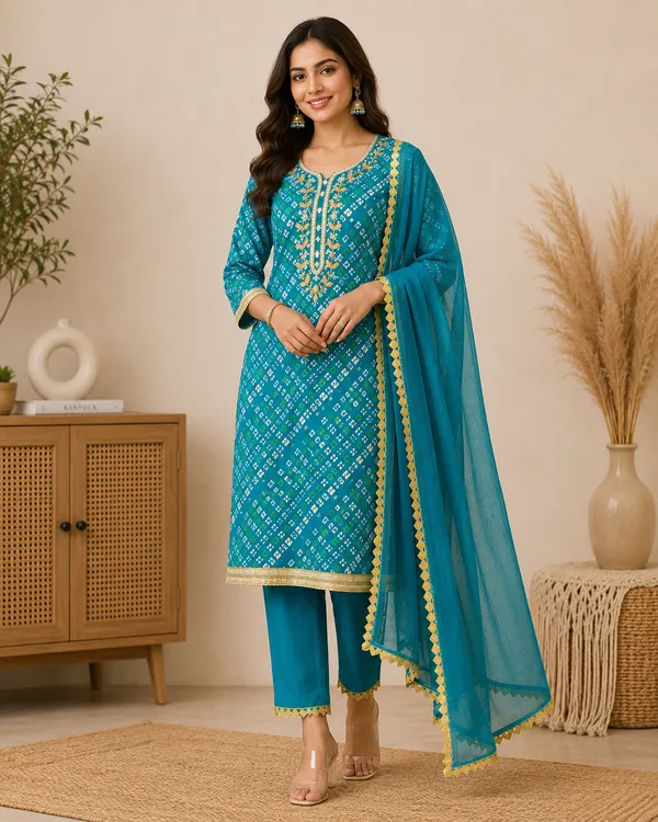 Teal_Printed_Kurta_Pant_Dupatta_Set_for_Women