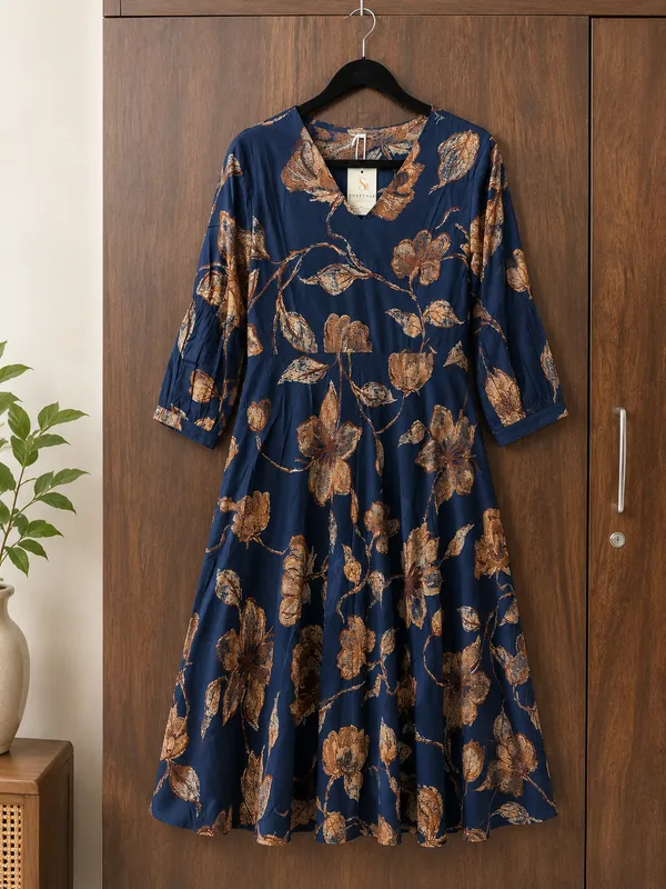 Blue_Printed_Flared_Dress_for_Women