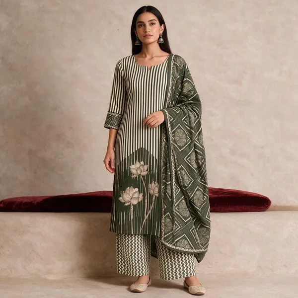 Green_Cotton_Printed_Unstitched_Suit_Material_For_Women
