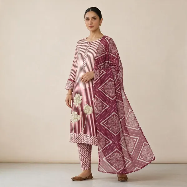 Pink_Cotton_Printed_Unstitched_Suit_Set_For_Women